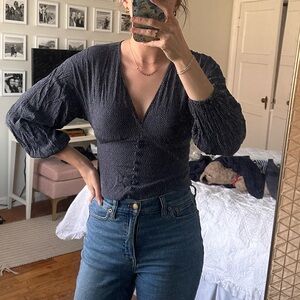 Abercrombie & Fitch Navy Polka Dot Blouse